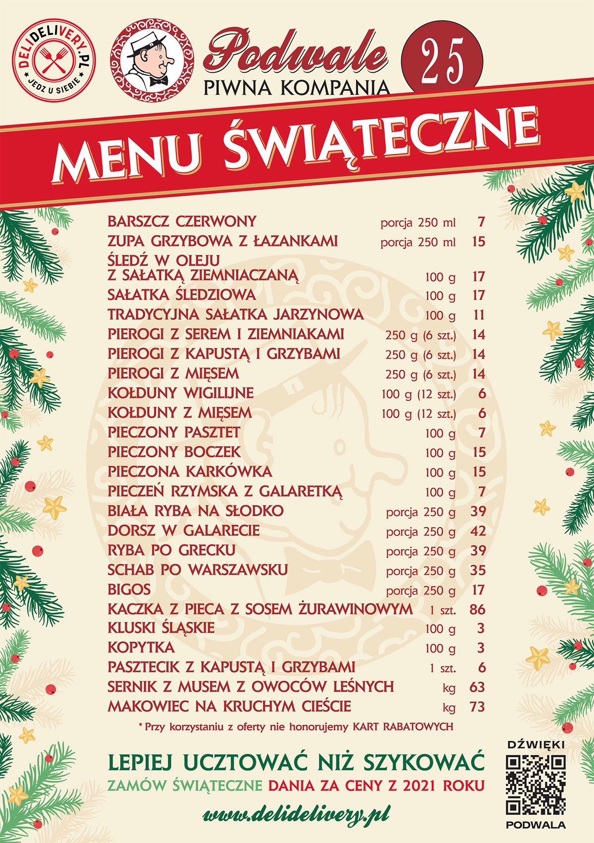 MENU ŚWIĄTECZNE NA WYNOS